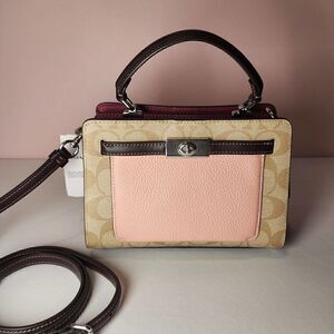 NWT Coach C8318 Signature Mini Lane Top Handle Light Pink Multi